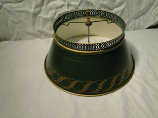 Vintage Metal Tole Table Lamp Shade Green Gold Mid Century Retro - 1 Of 2 Shades