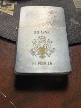Vintage Zippo Lighter U.  S.  Army Ft.  Polk,  La