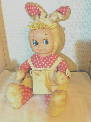 Vintage Gund Rubber Face Plush Stuffed Bunny / Rabbit Girl Doll