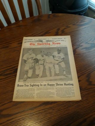 April 25,  1964 - The Sporting News - Warren Spahn,  Eddie Matthews & Hank Aaron