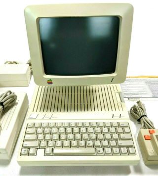 Vintage Apple IIc Computer w/Monitor Stand Joystick Disk Drive Adapters & Cables 3