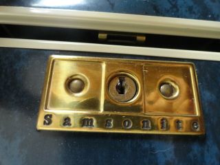 Vintage Shwayder Bros Samsonite Blue Marbled Train Case Carry - On Makeup EUC 2