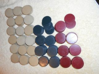 Vintage Plain Clay Poker Chips 1 3/8 " Red,  Blue,  White 166 Total Count