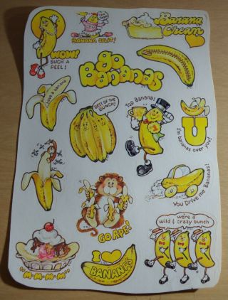 Vintage Banana Scented Scratch & Sniff Stickers Sheet Mark 1 1983 Strong Scent