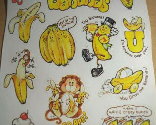 Vintage Banana Scented Scratch & Sniff Stickers Sheet Mark 1 1983 Strong Scent 3