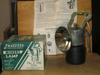 Miners Justrite No.  2 - 500 Carbide Hand Lamp - New/old Stock