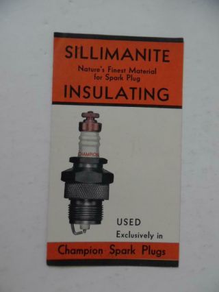 C.  1933 Champion Spark Plug Co.  Sillimantie Material Brochure Toledo Ohio Vintage