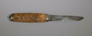 Fine 18/19th C.  Antique Vintage Scandinavian Puukko Knife Carved Treen Grip Af