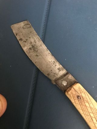 Revolutionary War 18th Century Carved Handle Rare G.  R.  Marked Folding Jackknife