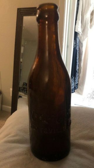 Vintage Amber Straight Side Ss Coca Cola Bottle - - Huntsville,  Alabama - - Al