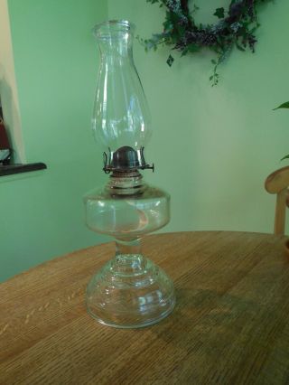 Antique Vintage Etched Base Glass Oil Kerosene Hurricane Lamp Eagle Burner