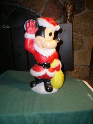 Vintage Lighted 15 " Empire Blow Mold Christmas Mickey Mouse Santa Claus Vrygd