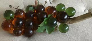 Vintage Mid - Century Amber And Green Grapes Decor