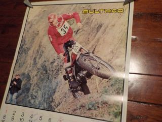 Vintage 1978 Bultaco Motorcycle Poster Calendar Martin Lampkin 17x21 Rare