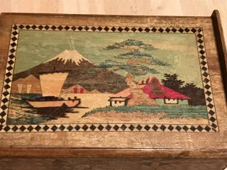 Vintage Japanese Yosegi Puzzle Box Samurai Himitsu Wooden Magic Trick Box Old Nr