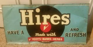 Vintage Hires Root Beer Tin Enamel Sign - - Shows Wear And Tear