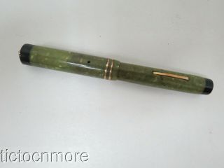 Vintage Sheaffer Lifetime Jnr Flat Top Green Jade Ring Top Fountain Pen 5 - 30 Nib