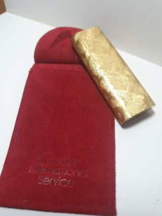 Cartier Oval 18k Gold Plated Brushed Bark Pattern Lighter Good Order
