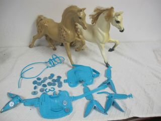 Vintage Mattel Barbie Horses (2) Western Sunrunner & Prancer