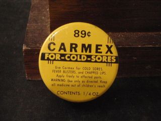Vintage Htf Carmex Lip Balm Milk Glass Jar Pharmacy Collectible Display Cold Sor
