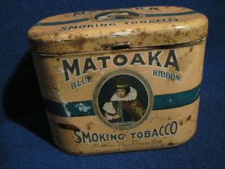 Vintage Matoaka Blue Ribbon Smoking Tobacco Tin Patterson Bros Tobacco Corp