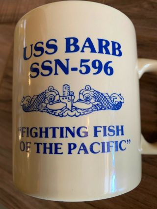 SSN - 596 USS Barb Coffee Mug Cup Vietnam Era Submarine US Navy Vintage 3