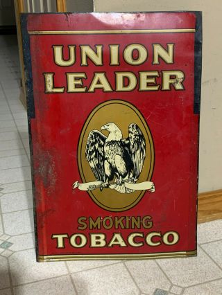 Vintage Metal Sign Union Leader Smoking Tobacco Sign Old Metal Sign