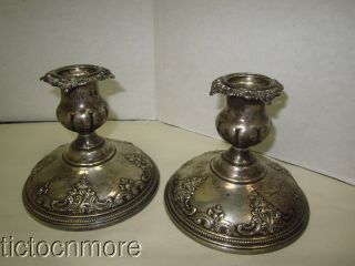 Antique Art Deco Wallace Grand Baroque Sterling Silver Candlesticks Pair 43.  91oz