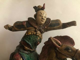19th Century CHINESE WARRIOR Riding Horse Ceramic Antique ROOF TILE 2