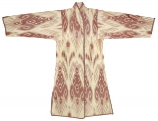 Gorgeous Uzbek Natural Silk - Cotton Ikat Jacket Coat Robe Chapan Bukhara A11961