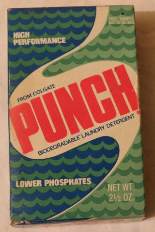 Vintage Advertising Small Box Punch Detergent 2 1/2 Oz Full Box 1960s