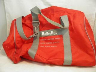 Vintage Red Butterfly Table Tennis Duffle Bag - Ping Pong Paddle Storage