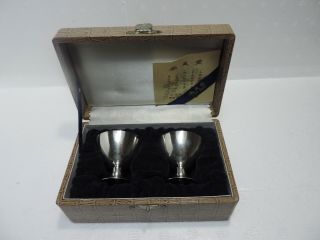 2 Vintage Signed Art Deco Japanese Sterling Silver Goblets Cups 44 Gr 1.  55 Oz