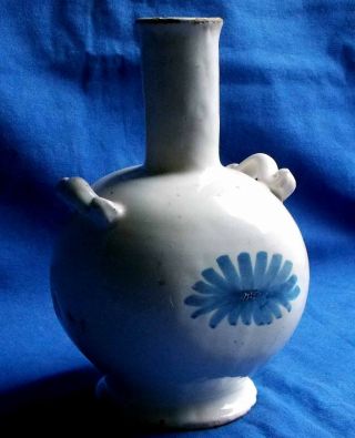 Rare 17th Century French Faience Nevers Blue & White Pilgrim Flask Circa 1675