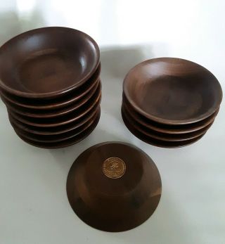 Mcm Set 12 Solid Black Walnut Wood Bowls Kustom Kraft Vintage Salad Dishes