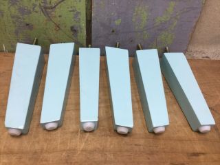 Set Of 6 Mid Century Style Old Stock 8” Tapered Square Furniture Legs Blue