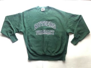 Vintage Rutgers Pharmacy Lee 95 Cotton Cross Grain Sweatshirt Green Xl