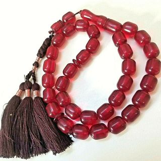 Cherry Faturan Turkish Amber Rosary Bakelite Islamic Prayer 33 Beads بكليت