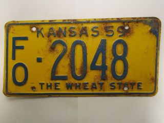 License Plate Car Tag 1959 Kansas Fo 2048 [z289a]