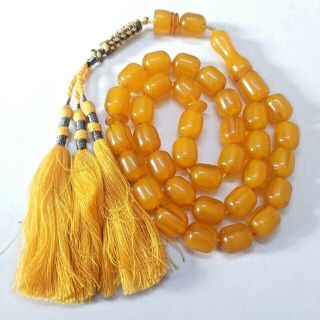 Wow Unique Amber Rosary Yellow Bakelite Islamic Prayer 33 Beads بكلايت