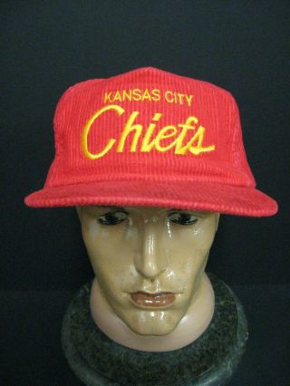 Vintage Kansas City Chiefs Corduroy Hat " The Cord " Rare Nfl Zip Back