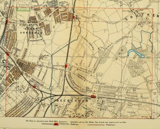 1891 Victorian Map Street Plan London Sydenham Neckenham Stations Kent House