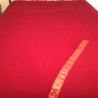 Vintage 1950’s Jc Penney Golden Dawn 100 Wool Blanket 86 “x 64” Crimson