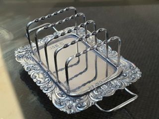 Very Rare Ornate Solid Silver Toast Rack With Crump Tray Base R & W Sorley