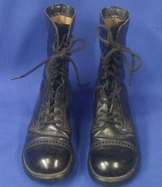 VINTAGE 1970s Black Leather US ARMY Combat Military CAP TOE Jump Boots - MENS 9D 2