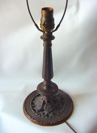 Antique Victorian/Art Nouveau Lamp Feltman&Curme4Slag Glass Reverse Paint Shade 2