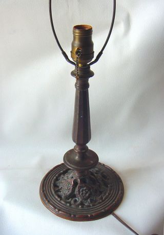 Antique Victorian/Art Nouveau Lamp Feltman&Curme4Slag Glass Reverse Paint Shade 3