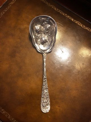 Stieff Rose Sterling Silver Berry Serving Spoon 9” 122g No Mono