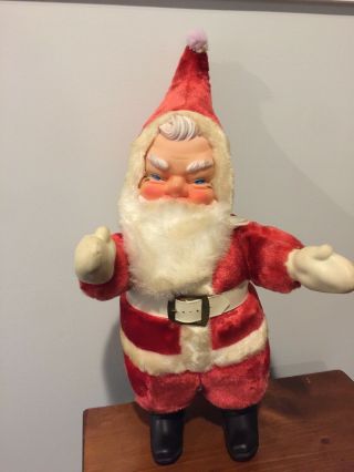 Vintage Stuffed Plush Jolly Santa Claus Rubber Face,  Hands,  Feet Old Christmas