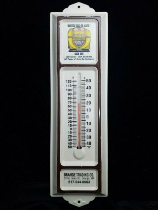 Vintage Metal Advertising 13 " Thermometer Orange Trading Co.